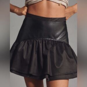 Avec Les Filles Drop-Waist Faux Leather Mini Skirt